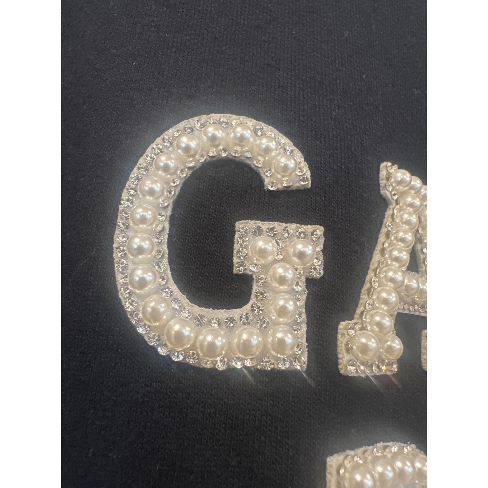 Game Day Pearl Rhinestone Sweatshirt Basketball Sequin sports game Black 2XL EUC - Picture 3 of 7